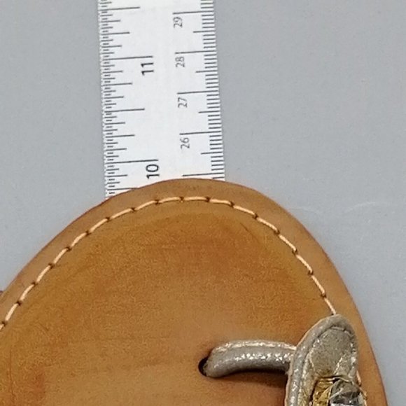 Express Womens Thong Sandal Silver‎ Beaded Ankle Strap w/Buckle Flat Heel Sz 7 M - Picture 6 of 10